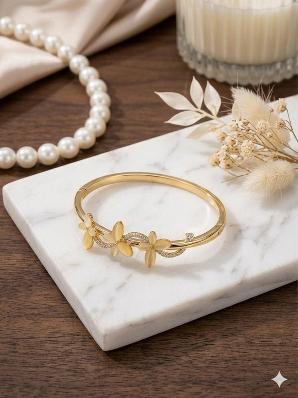 Golden Blossom Floral Bracelet for Women | Elegant Adjustable Bangle