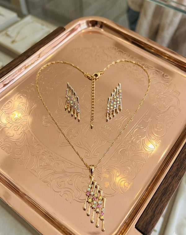 Celestial Drip Crystal Necklace Set