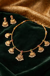 Gold Chandbali Necklace Set with Pearl Drops