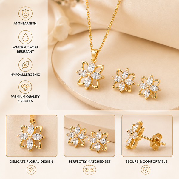 AT Flower Necklace and Earring
