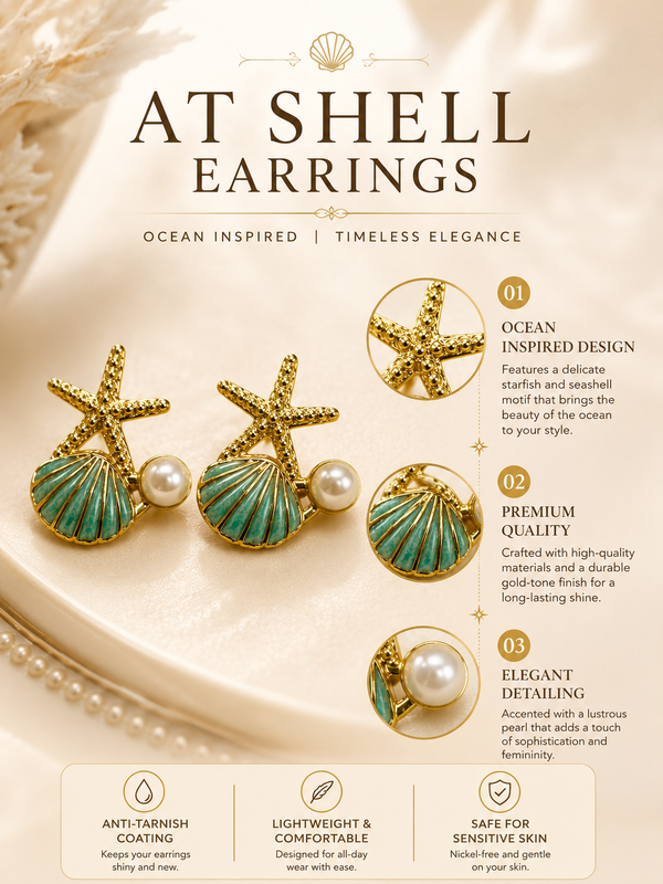Modra ATShell Earings