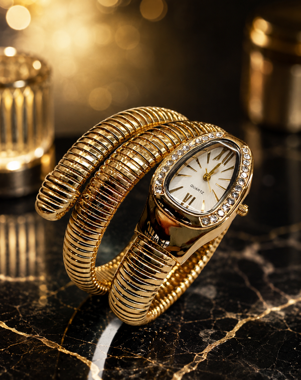 Serpentine Luxe Watchfor Women | Gold Coil Bracelet Watch