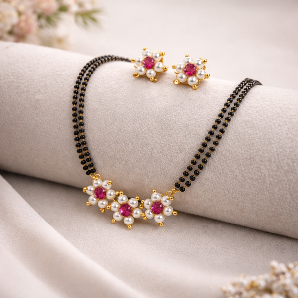 Flower Mangalsutra and Earring