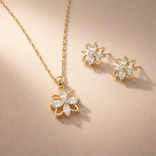 AT Flower Necklace and Earring