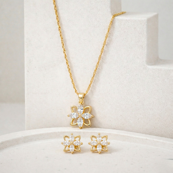 AT Flower Necklace and Earring