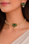 Lotus Kundan Pearl Choker Set