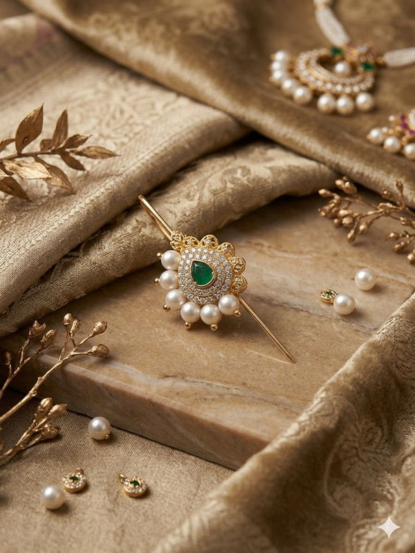 AD Stone Ear Cuff with Pearl Accents