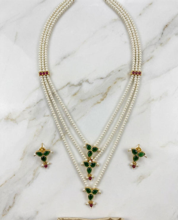 Rani Haar style 3-Layer Pearl Necklace Set