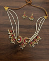 Ruby Pearl Crescent Choker Set