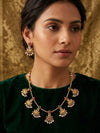 Gold Chandbali Necklace Set with Pearl Drops
