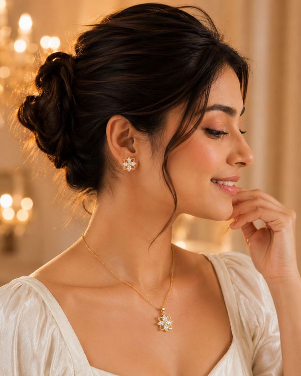 AT Flower Necklace and Earring