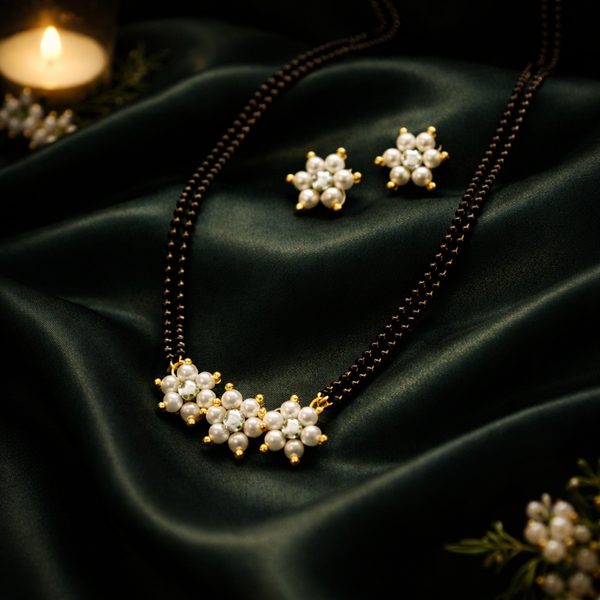 Flower Mangalsutra and Earring