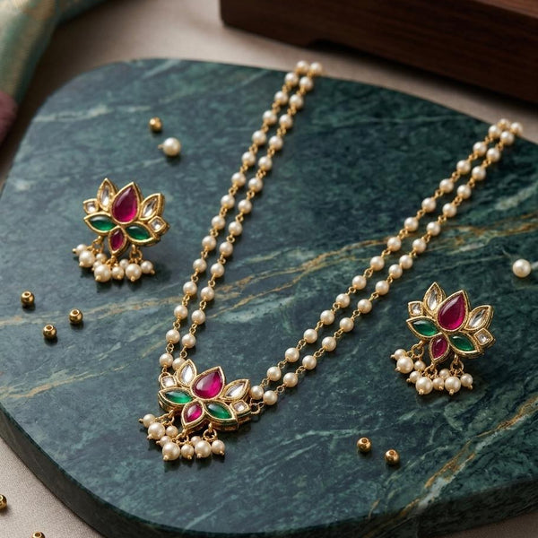 Lotus Kundan Pearl Choker Set