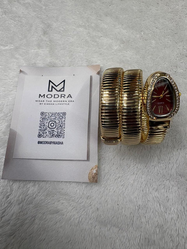 Serpentine Luxe Watchfor Women | Gold Coil Bracelet Watch