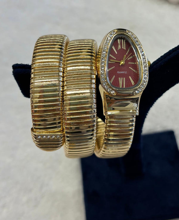 Serpentine Luxe Watchfor Women | Gold Coil Bracelet Watch