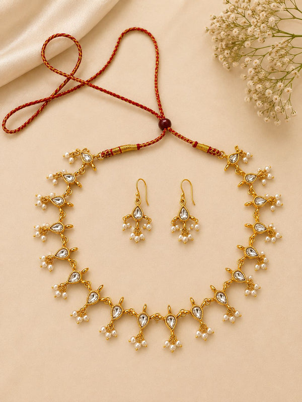 Modra White Pearl drop Necklace