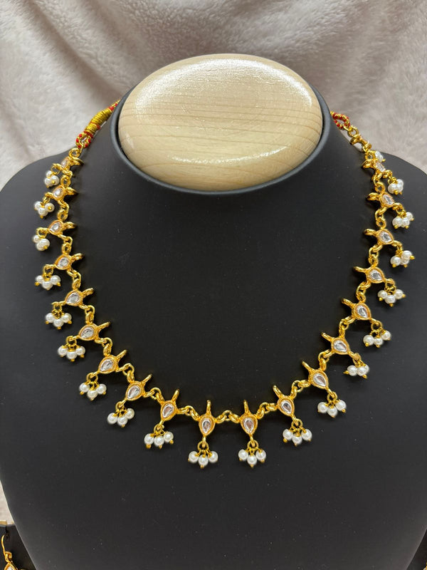 Modra White Pearl drop Necklace