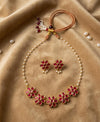 Floral Necklace Set with Pearls – Adjustable Thread Choker | Ethnic Statement Jewelry