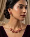 Floral Necklace Set with Pearls – Adjustable Thread Choker | Ethnic Statement Jewelry